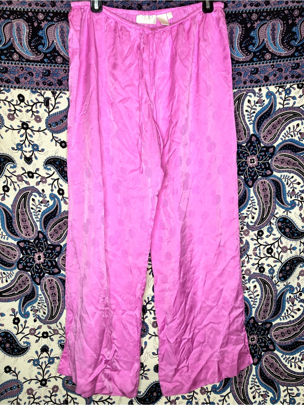 Soft surroundings VTG 100% silk 90s oriental pants L
